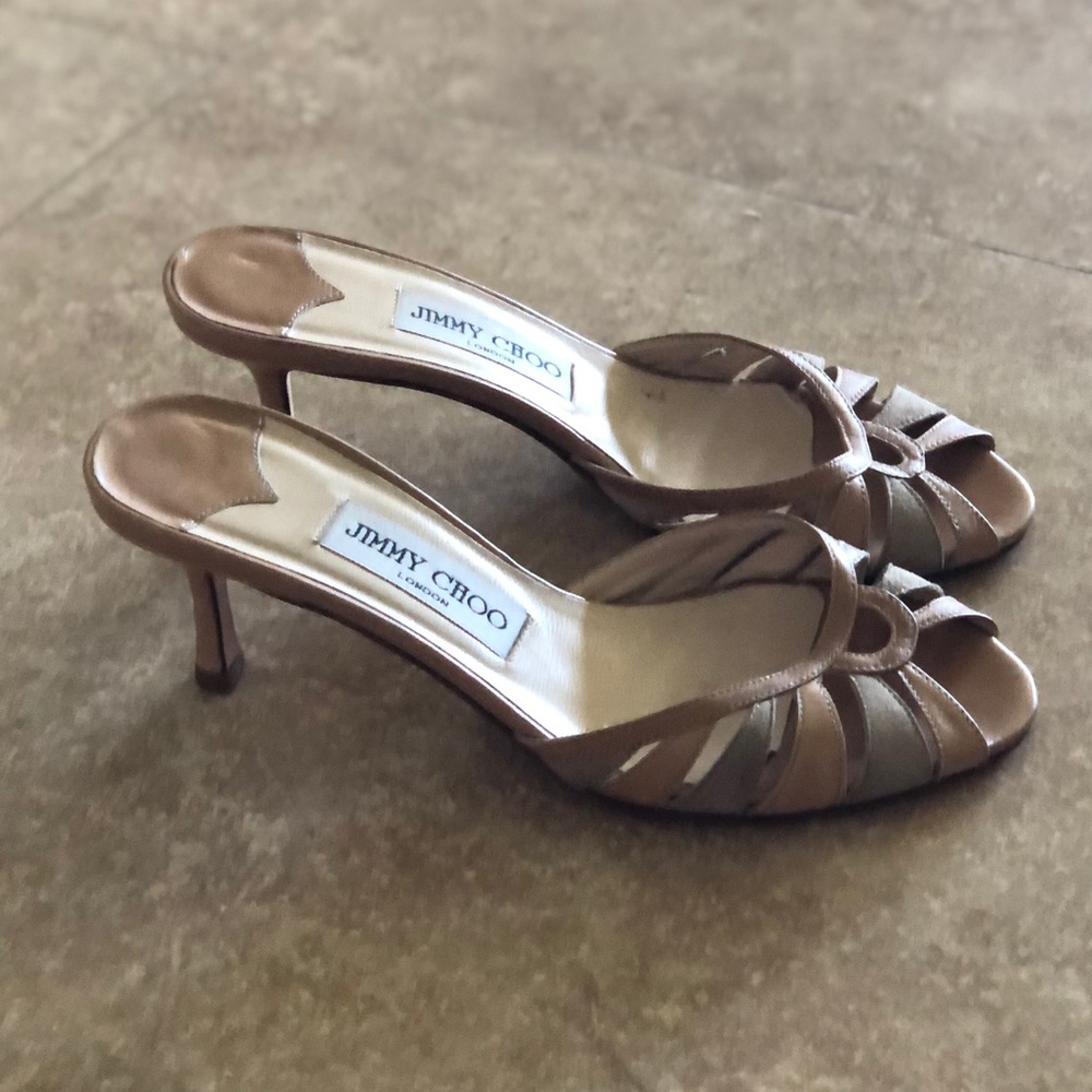 Jimmy Choo slip on kitten heel sandals